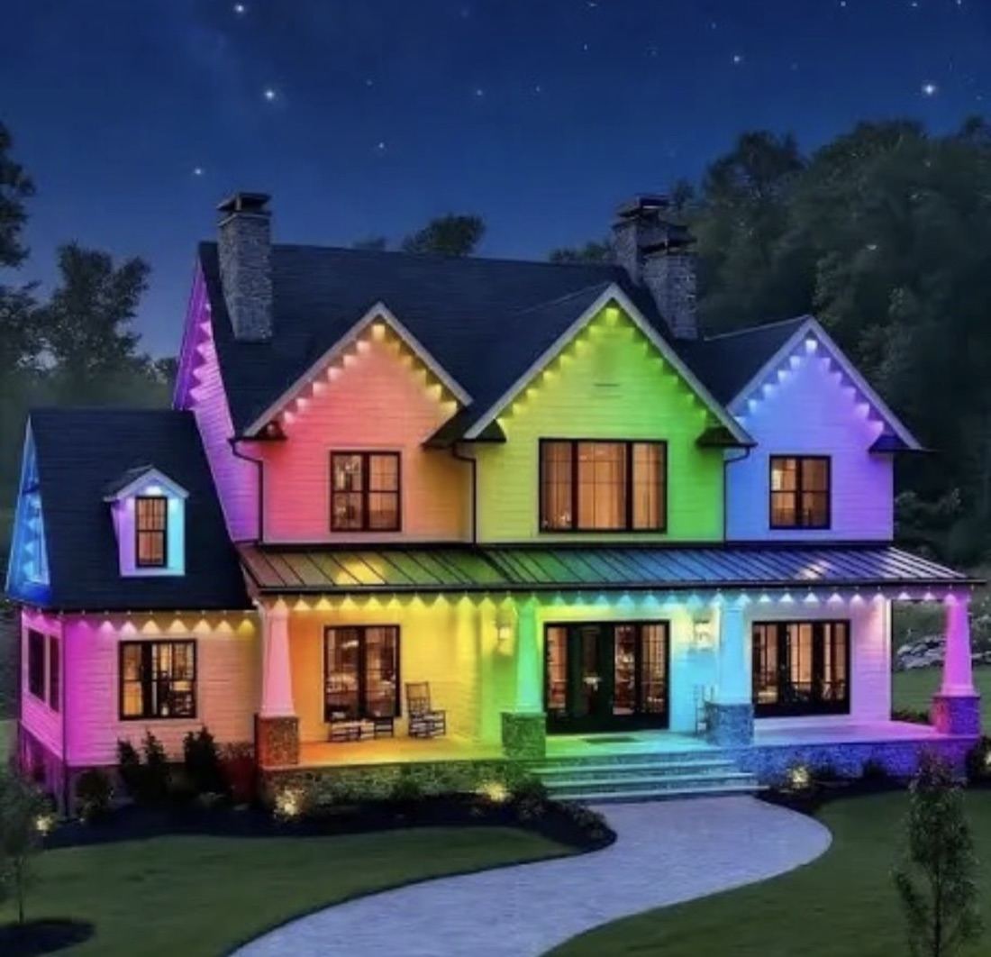Multi-color permanent lighting on a home